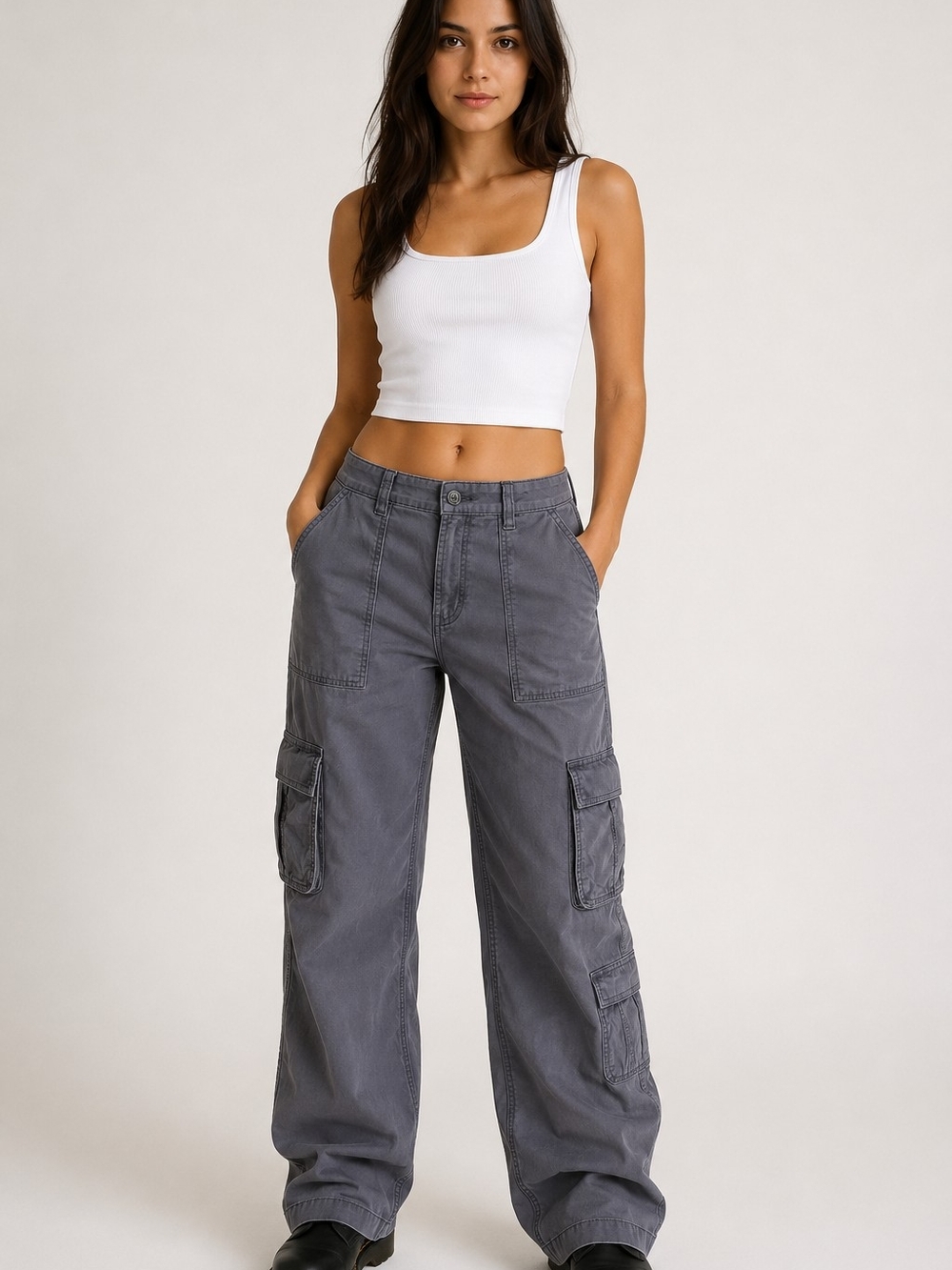 Hollister Ultra High-Rise Baggy Pants in Gray